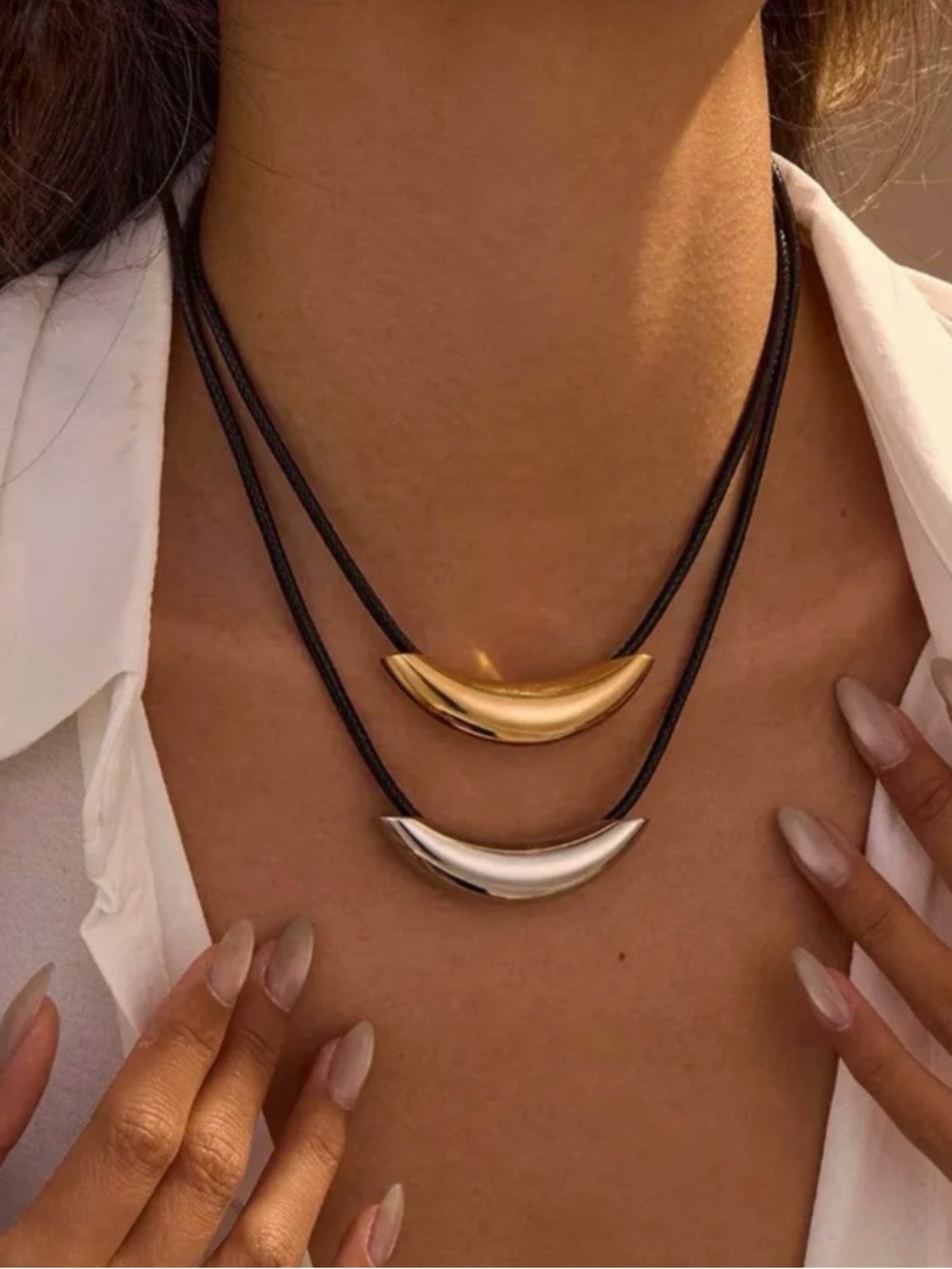 New Revolve Jenna Slider Geometric Necklace ~ Gold Plated Necklace - Picture 4 of 16